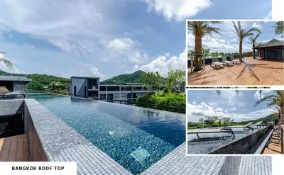 a collage of photos of a resort swimming pool at Tropics Kamala Deluxe Pool View Apartment CTG P402 in Kamala Beach