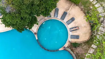 an overhead view of a large pool of water at Ban Raya Resort and Spa in Ko Racha Yai