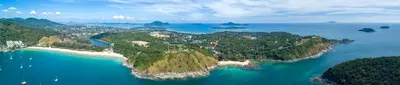 an aerial view of an island in the water at 1bdr Apartment Relife Naiharn by Capital Pro in Phuket Town