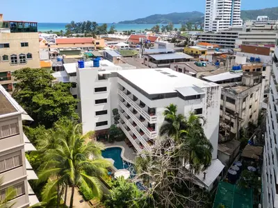 an aerial view of a city with buildings at Patong Central Residence & Apartment in Patong Beach