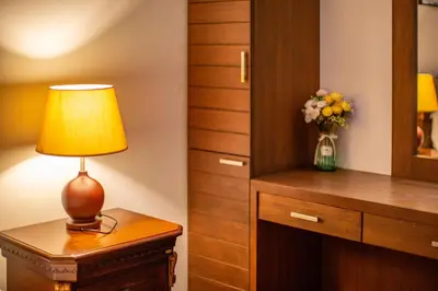 a lamp on a table in a hotel room at Phuket Boutique Pool Villa-79 in Rawai Beach