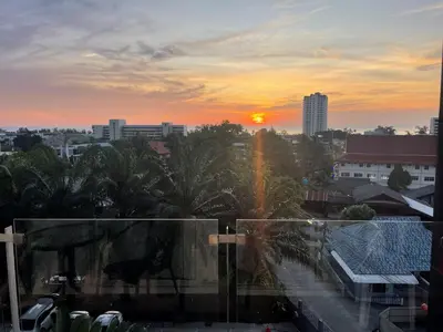 a view of a sunset from a building at Апартаменты с видом на море на Карон Бич А 409 in Karon Beach
