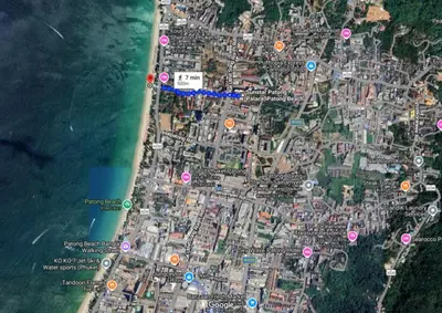a map of a city with colored circles at Sunstar Palace Patong in Patong Beach