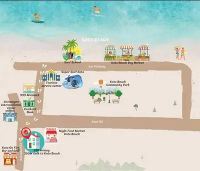 a map of a resort at the beach at 2BR townhome 300M walk to kata beach Fully equipped in Kata Beach