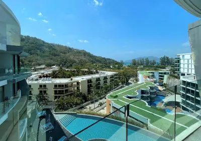 arial view of a resort with a swimming pool at Private apartment at Twin Sands by Lofty in Patong Beach