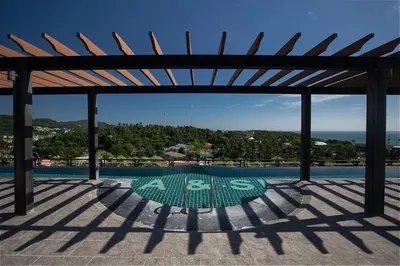 a view of a swimming pool with a pergola at Seaside Haven Karon in Karon Beach