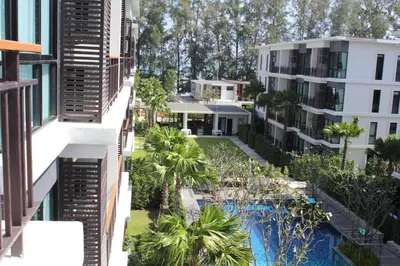 an aerial view of the courtyard of a building at The Title Boutique Phuket in Rawai Beach