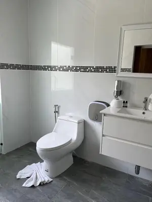 a white bathroom with a toilet and a sink at Peacefully Rawai 3 Bedrooms Pool Villa in Rawai Beach
