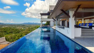 a swimming pool in a house with a view at Seaview Villa Yang Som at Surin Beach in Thalang