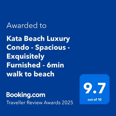 a screenshot of a cell phone with the text wanted to karma beach luxury corona at Kata Beach Luxury Condo - Spacious - Exquisitely Furnished - 6min walk to beach - 2025 Booking Traveller Award Winner in Kata Beach