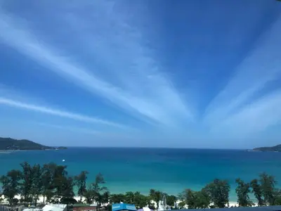 a view of the ocean from a beach at PATONG TOWER SEA FACING HIGH FLOOR New Bathroom in Patong Beach