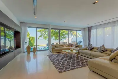 a large living room with couches and a television at Do You Want Luxury Sea views With Beach Access V38 in Rawai Beach