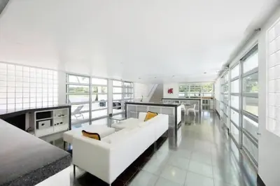 a living room with a white couch and some windows at Secluded Paradise Your Exclusive Villa Retreat V82 in Rawai Beach