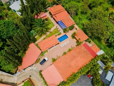 an overhead view of a house with orange roofs at Lovely,Private 7 bedroom pool villa Kamala in Kamala Beach