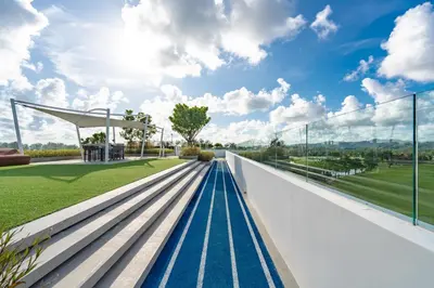a view from the roof of a house at Идеальные апартаменты в Laguna Skypark in Phuket Town