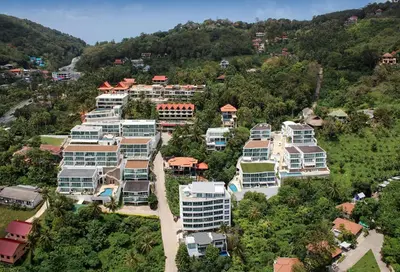 an aerial view of a resort on a hill at Sea view Kata apartment near Santosa SPA D5 in Kata Beach