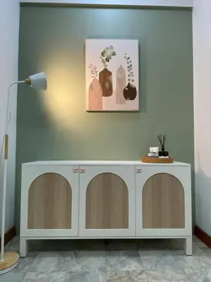 a white cabinet in a room with a lamp at Kata#near macro karon # 1km to kata beach in Karon Beach