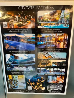a collage of pictures of a cityscape facilities at 1BDR King size bed 3 Restaurants 500m to beach in Kamala Beach