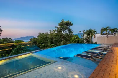 a pool with a view at a villa at Luxury Ocean View 2BR Apartment 82 in Sapphire Bay Residence, near Patong and Paradise Beach in Patong Beach