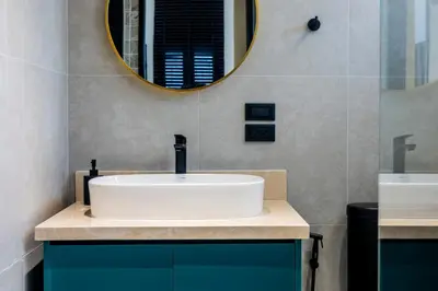 a bathroom with a sink and a mirror at 5BR Modern Luxury Pool Villa Patong TPSV140 in Patong Beach