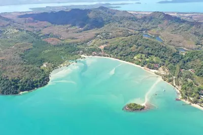 an aerial view of an island in the water at Koh Yao Seaview Bungalow in Ko Yao Noi