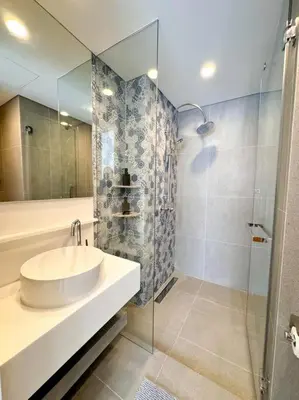a bathroom with a sink and a shower at New apartment 2bedrooms in Laguna lakeside Bang Tao beach in Phuket