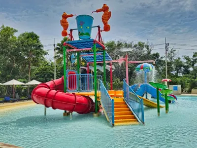 a water park with a water slide in the water at New stylish studio in La Vita 5 in Rawai Beach