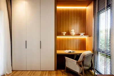 a home office with a desk and a chair at Luxury 4 Bedroom Villa 1 Minute from Laguna Phuket in Bang Tao Beach