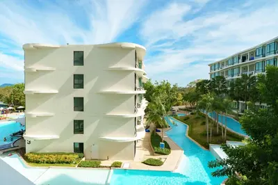 an aerial view of a resort with a swimming pool at 1Bd Сomfortable Apartment LaVita in Phuket Town