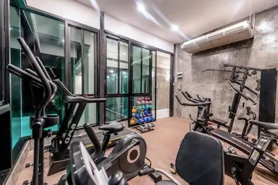 a gym with several exercise bikes in a room at Tropical Seaview Studio A601 at VV Patong, Just 5 Min Drive from Patong Nightlife in Patong Beach