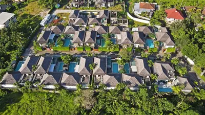 an overhead view of a group of houses at Thai Balinese Villa Rico in Kamala 3BR, Private Pool in Kamala Beach