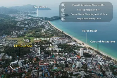an aerial view of kota beach and the coast at Karon Beach Hill View Appartment in Karon Beach