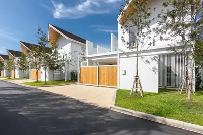 a house with two ladders on the side of a street at Luxury 3BR Villa Wallaya with Private Pool in Bang Tao Beach