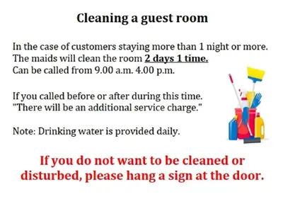 a flyer for cleaning a guest room with a text box at XX Mitr Inn - Phuket Old Town in Phuket Town