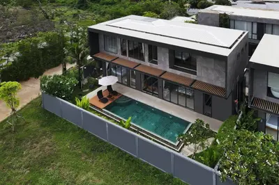 an aerial view of a house with a swimming pool at Chalong Bay View 3BR Pool Villa Long One A4 in Chalong