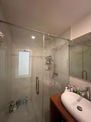 a bathroom with a shower and a sink at Sea view Karon Butterfly 2 bdr in Karon Beach