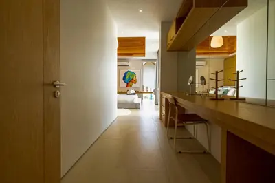 a kitchen with a long counter in a room at Luxpride Villa by Wallaya Villas in Ban Thalat Choeng Thale