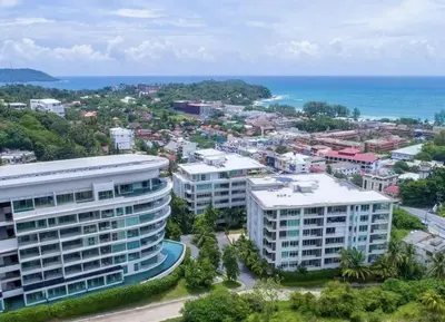 an aerial view of a city and the ocean at Breathtaking Sea & Mountain View Private Pool in Karon Beach