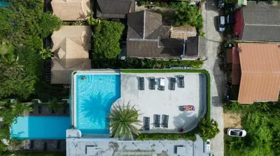 an overhead view of a swimming pool in a house at Classic Studio Apt T3-329 in Chalong