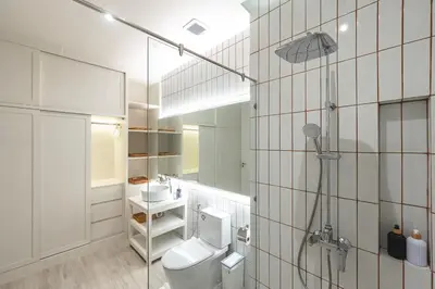 a bathroom with a toilet and a sink and a shower at V185 New Modern Villa with Private Pool in Bang Tao Beach