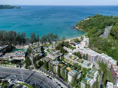 an aerial view of a city and the ocean at JSD Prime Property-Kamala Beach in Surin Beach