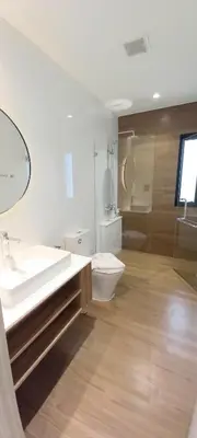 a bathroom with a toilet and a sink and a mirror at SA1 Halo1 NEW ВатСaп66935B2I976 in Nai Yang Beach
