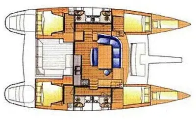 a floor plan of a large boat with at Catamaran Lagoon 440 Calypso in Ban Bang Chak