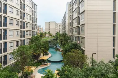 an aerial view of a river between buildings at C210 Peaceful Retreat in Heart of Phuket in Kathu