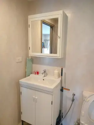 a bathroom with a white sink and a mirror at В11 Title Naiyang Ватсап669З5В2I976 in Nai Yang Beach