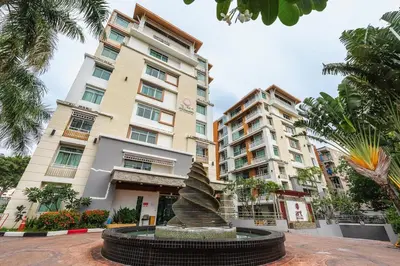a building with a statue in front of it at C211 Motorbike Friendly 950m to Patong Beach Pool&Gym in Patong Beach