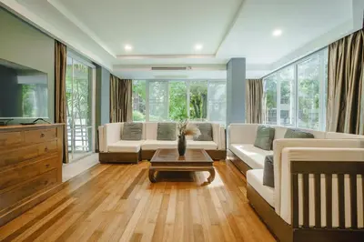 a living room with couches and a table at Karon View 2 Bed 5 Minutes walk to Karon Beach 11 in Karon Beach