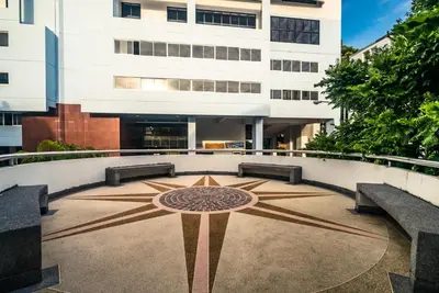 a building with a star on the floor of a courtyard at Apartment with jacuzzi - Patong Tower by lofty in Patong Beach