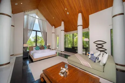 a living room with a couch and a table at Villa Marina Cape Yamu Luxury 6 Bedroom Seaview Villa, Free Breakfast, Airport Pickup and Drop-off, Servant in Ko Lek