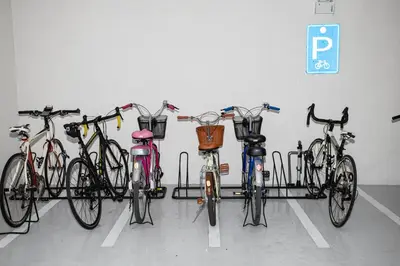 a group of bikes parked in a room at ME5 Halo 2-bedroom ВатСaп66935B2I976 вид на бассейн in Nai Yang Beach